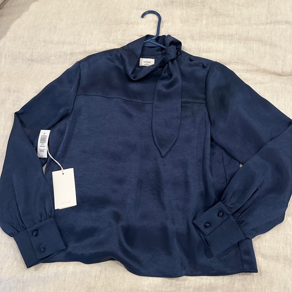 Wilfred Navy Blue Satin Blouse